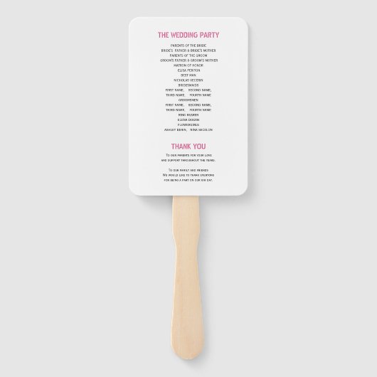 Éventail Papel picado inséparables programme de mariage ros (Dos)