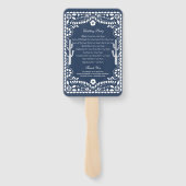 Éventail Papel Picado Mariage Mexicain Rustique Bleu (Dos)