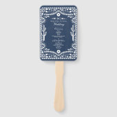 Éventail Papel Picado Mariage Mexicain Rustique Bleu (Devant)