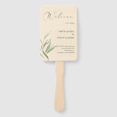Éventail Papier d'artisanat beige en feuillage vert poussié (Devant)