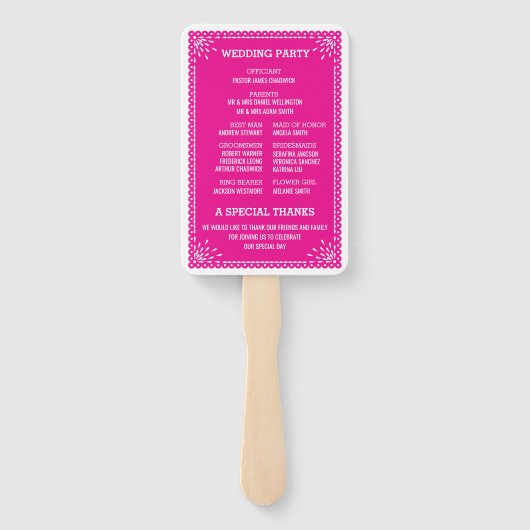 Éventail Papier Picado Colorful Mariage mexicain (Dos)