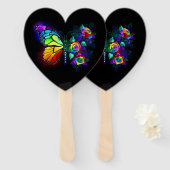 Éventail Papillon arc-en-ciel (Devant et derrière)