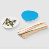 Éventail Papillon en vitrail coloré avec fleurs (Non-assemblé)