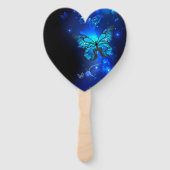 Éventail Papillon Morpho sur fond sombre (Dos)