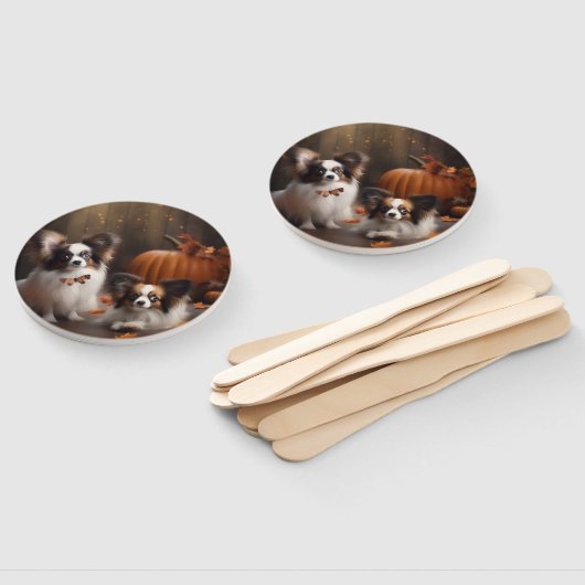 Éventail Papillon Puppy Automne Citrouille de plaisir (Non-assemblé)