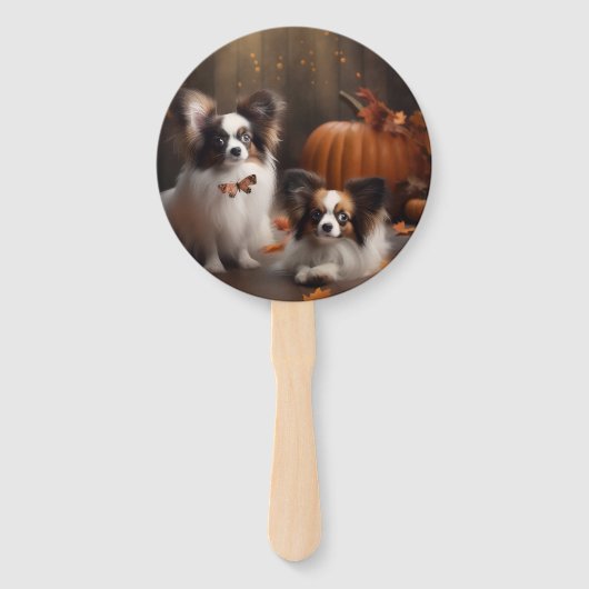 Éventail Papillon Puppy Automne Citrouille de plaisir (Devant)