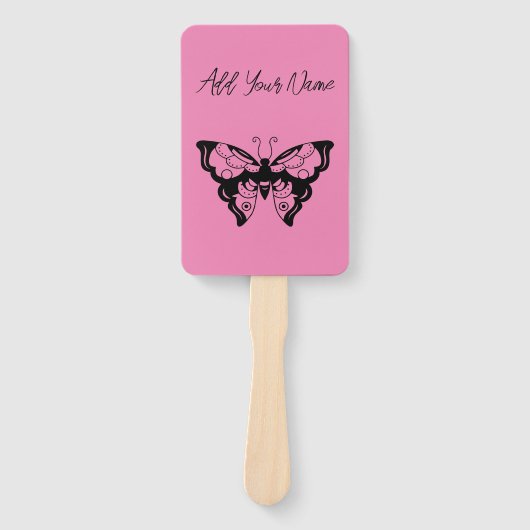 Éventail Papillon rose - Créez votre propre ventilateur à m (Devant)