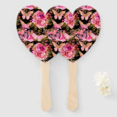 Éventail Papillon Rose Jardin Floral Fleur mignonne esthéti (Devant et derrière)