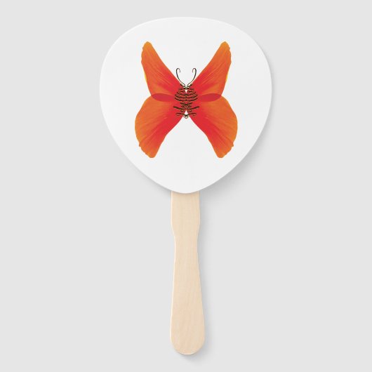 Éventail Papillon rouge orange avec votre nom (Dos)