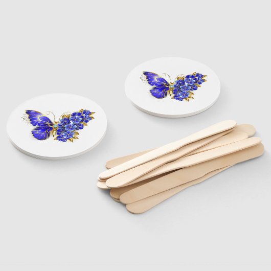 Éventail Papillon saphir à fleurs (Non-assemblé)