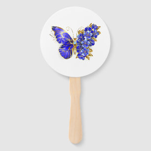 Éventail Papillon saphir à fleurs