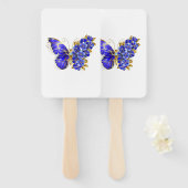Éventail Papillon Saphir Fleur (Devant et derrière)