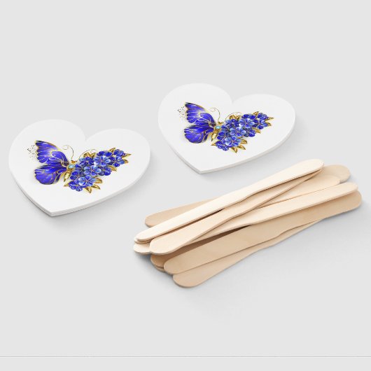 Éventail Papillon Saphir Fleur (Non-assemblé)