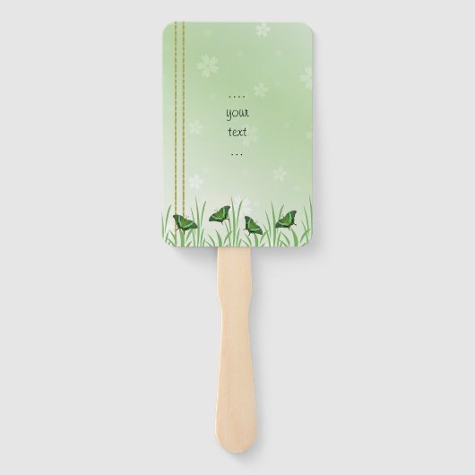 Éventail Papillon vert sur vert clair - mariage (Dos)