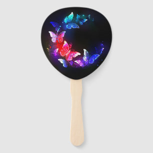 Éventail Papillons de nuit Neon brillants sur arrière - pla
