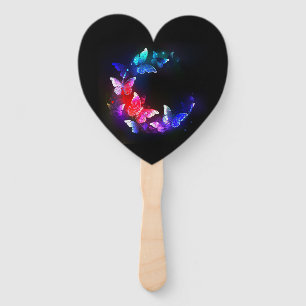 Éventail Papillons de nuit Neon brillants sur arrière - pla