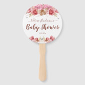 Éventail Papillons floraux Baby shower rose (Devant)