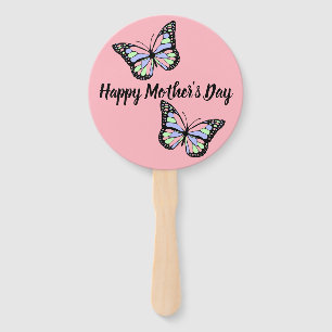 Éventail Papillons le jour heureux rose de mère
