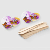 Éventail Papillons Monarque sur Arrière - plan pourpre (Non-assemblé)