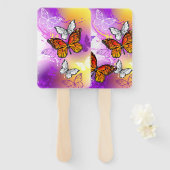 Éventail Papillons Monarque sur Arrière - plan pourpre (Devant et derrière)