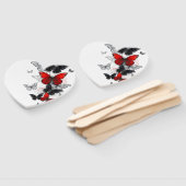 Éventail Papillons noirs et rouges volants (Non-assemblé)