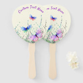 Éventail Papillons Ventilateur main avec texte personnalisé (Devant et derrière)