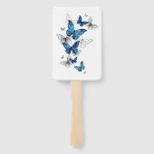 Éventail Papillons volants bleus Morpho (Dos)