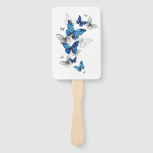 Éventail Papillons volants bleus Morpho