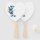 Éventail Papillons volants bleus Morpho (Devant et derrière)