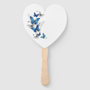 Éventail Papillons volants bleus Morpho