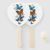 Éventail Papillons volants Morpho et Monarch (Devant et derrière)