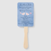 Éventail Parchemin bleu Inséparables roses (Devant)