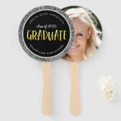 Éventail Parties scintillant Argent Faux Diplômé Photo (Devant et derrière)