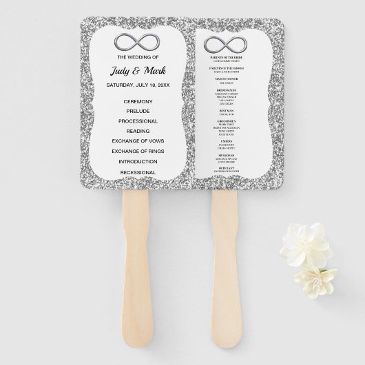 Éventail Parties scintillant Argent Infinity Wedding Progra (Devant et derrière)