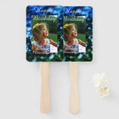 Éventail Parties scintillant bleu vert photo anniversaire d (Devant et derrière)