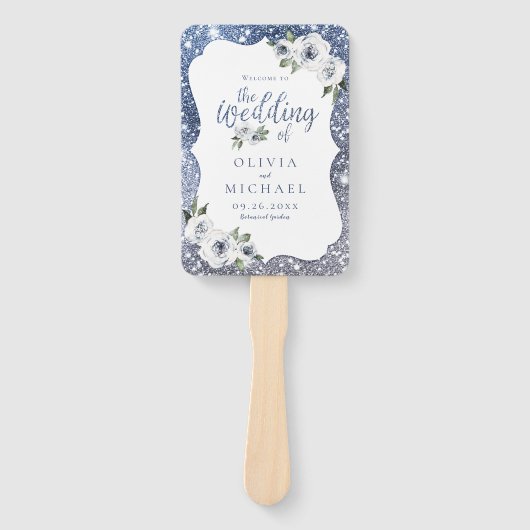 Éventail Parties scintillant bleue étincelante et programme (Devant)