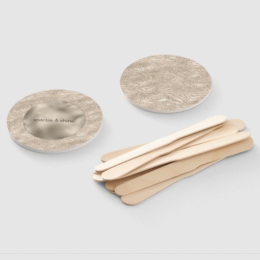 Éventail Parties scintillant Champagne d'or Zebra Imprimer  (Non-assemblé)