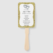 Éventail Parties scintillant d'or Coeurs de mariage Fans du (Devant)