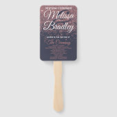 Éventail Parties scintillant d'or rose Marine Blue Wedding  (Dos)