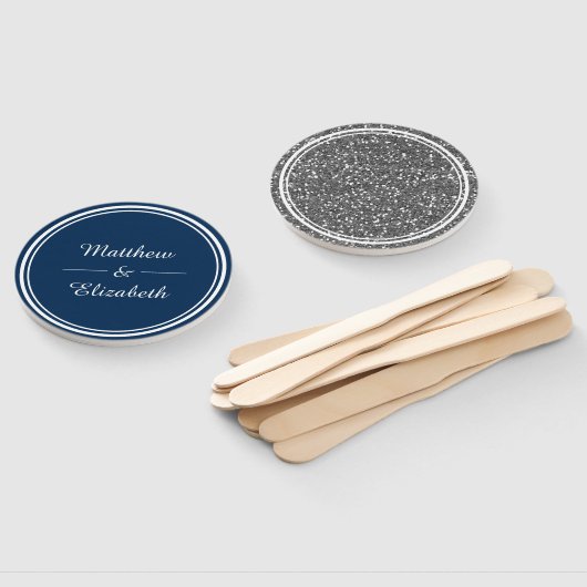 Éventail Parties scintillant en argent Faux Mariage bleu ma (Non-assemblé)