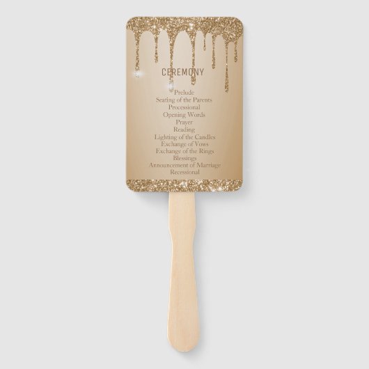 Éventail Parties scintillant Gold Drips Champagne Beige Wed (Dos)