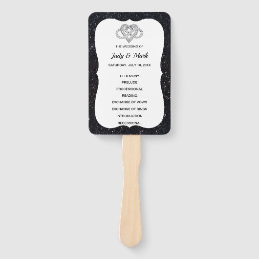 Éventail Parties scintillant noire Infinity Coeur Mariage P (Devant)