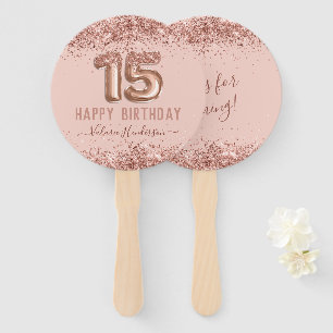 Éventail Parties scintillant rose élégant Joyeux 15e annive