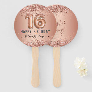 Éventail Parties scintillant rose élégant Joyeux 16e anni