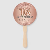 Éventail Parties scintillant rose élégant Joyeux 16e annive (Devant)
