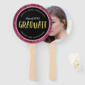 Éventail Parties scintillant rose Faux Diplômé Photo (Devant et derrière)