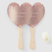 Éventail Parties scintillant rose Gold Blush Éclats Texte p (Devant et derrière)