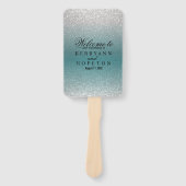 Éventail Parties scintillant turquoise et argent - Programm (Devant)