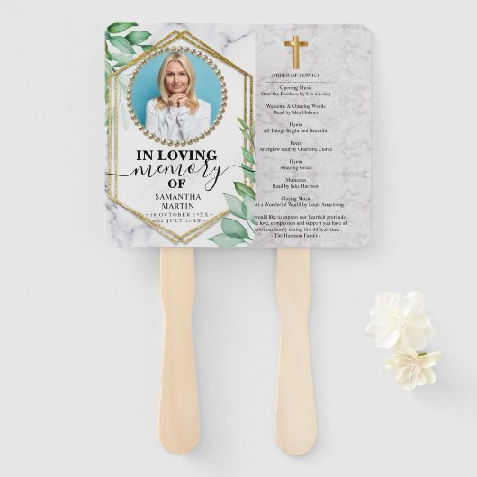 Éventail Parties scintillant Verdure Funérailles Célébratio (Devant et derrière)