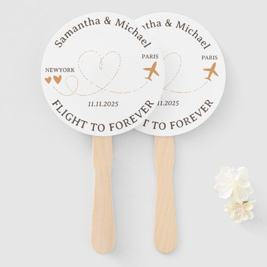 Éventail Party Flight Plane Travelling theme Wedding (Devant et derrière)